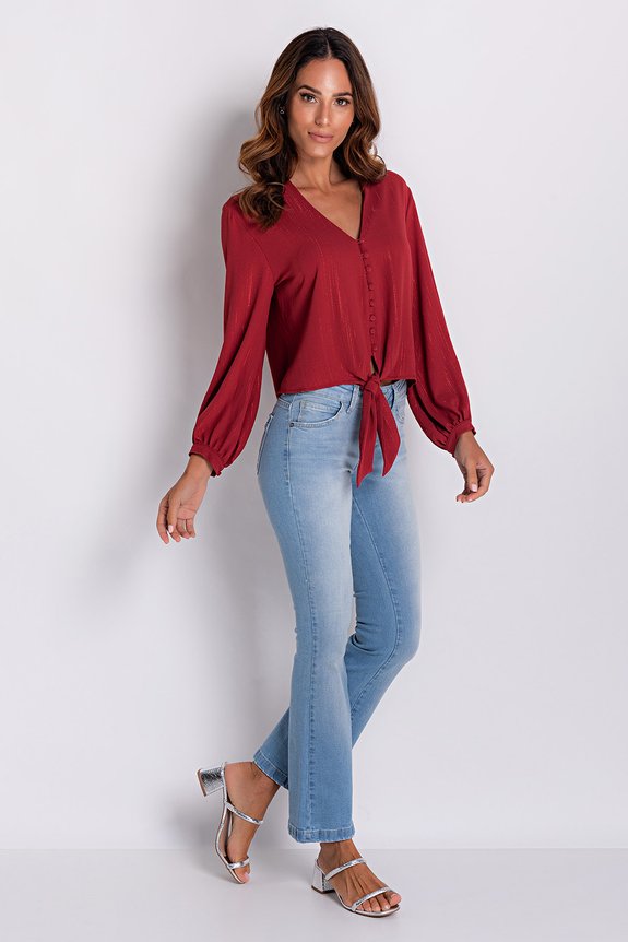 Calça Jeans Feminina Flare Cropped Denim Calça Jeans Feminina Flare Cropped Denim