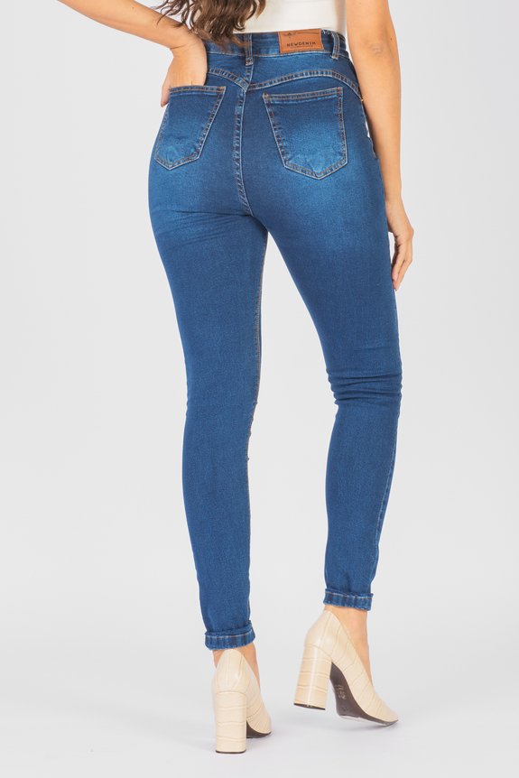 Calça Jeans Feminina Skinny Destroyed Super Stretch Jeans Claro