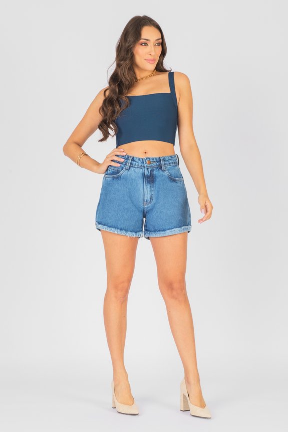 Shorts Jeans com Barra Kau Shorts Jeans com Barra Kau