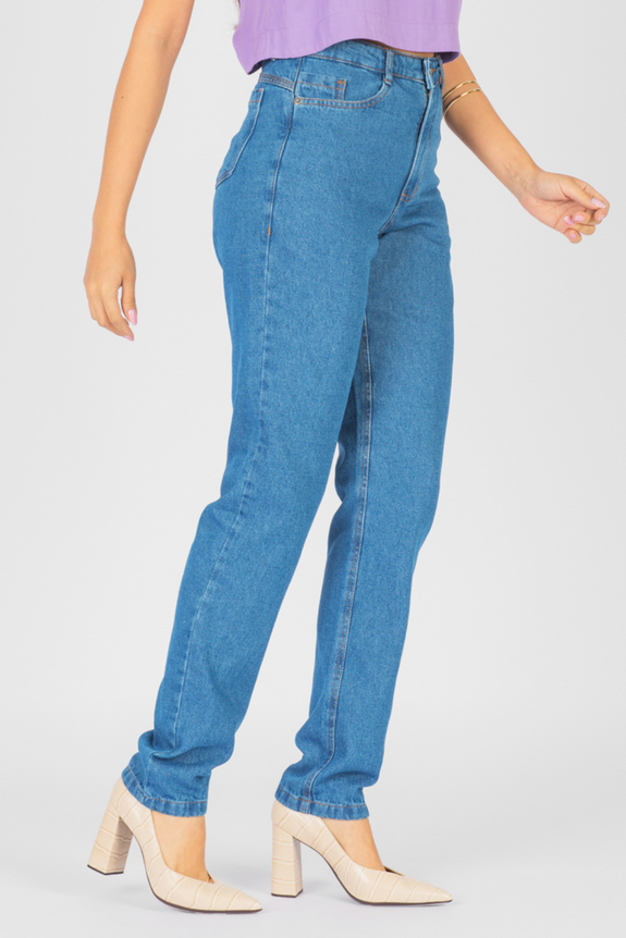 Calça Mom Reta Jeans Médio Calça Mom Reta Jeans Médio