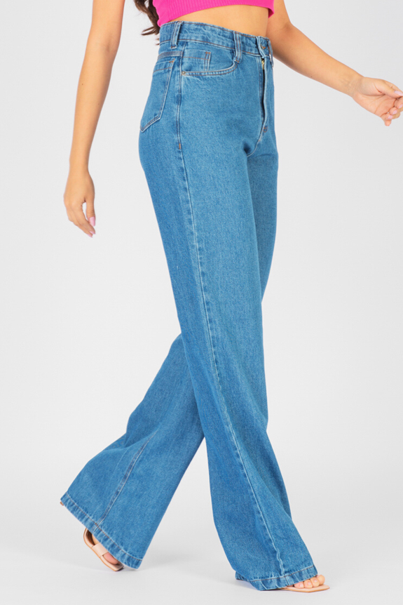 Calça Wide Leg Reta Jeans Médio Calça Wide Leg Reta Jeans Médio