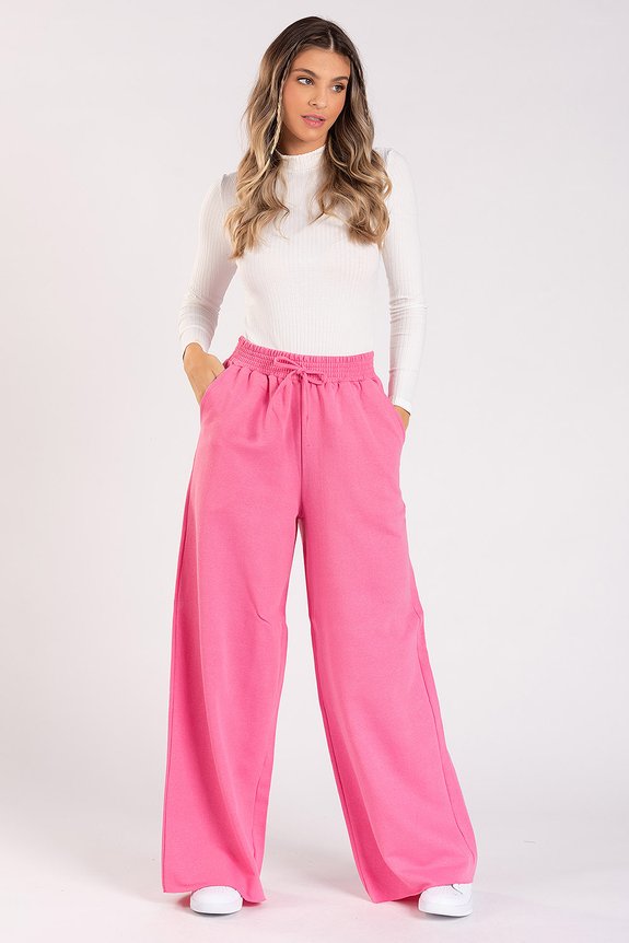 Calça Moletom Wide Leg Tai Rosa Calça Moletom Wide Leg Tai Rosa