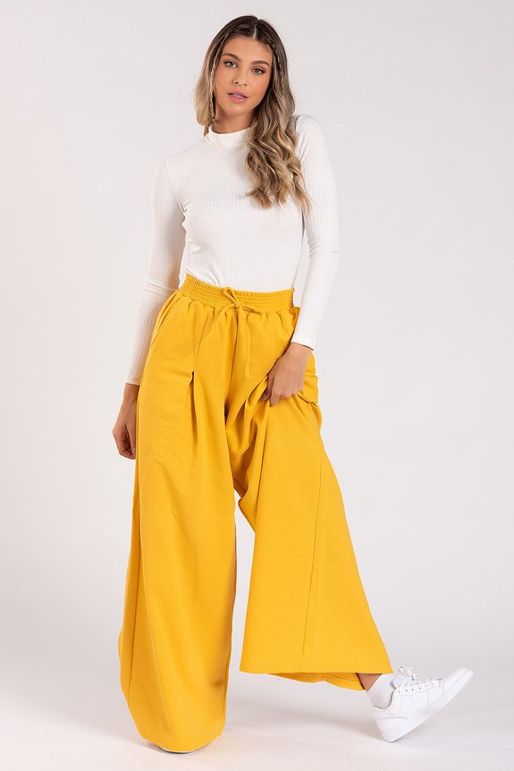 Calça Pantalona Comfy Mostarda