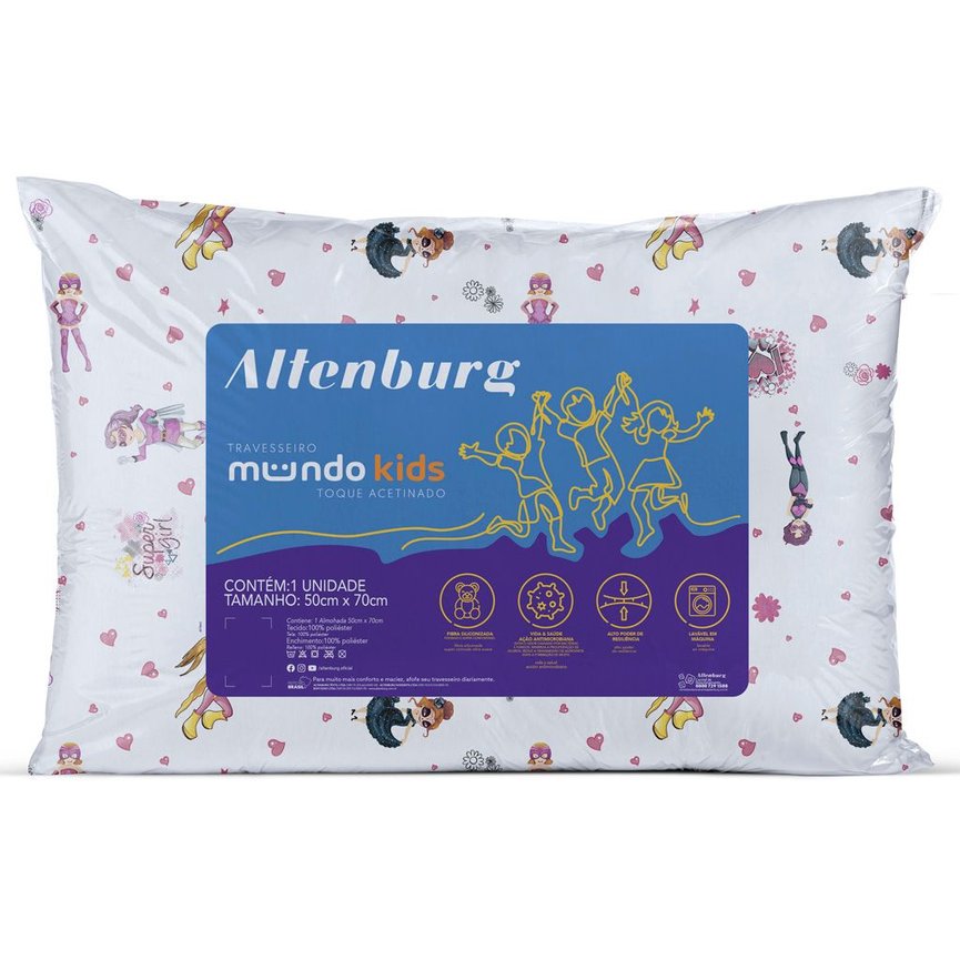 Travesseiro Altenburg Mundo Kids Toque Acetinado 50x70 - Branco