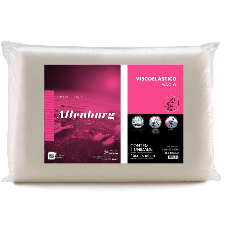 Travesseiro Altenburg Viscoelástico Nasa Macio 46x66 - Branco