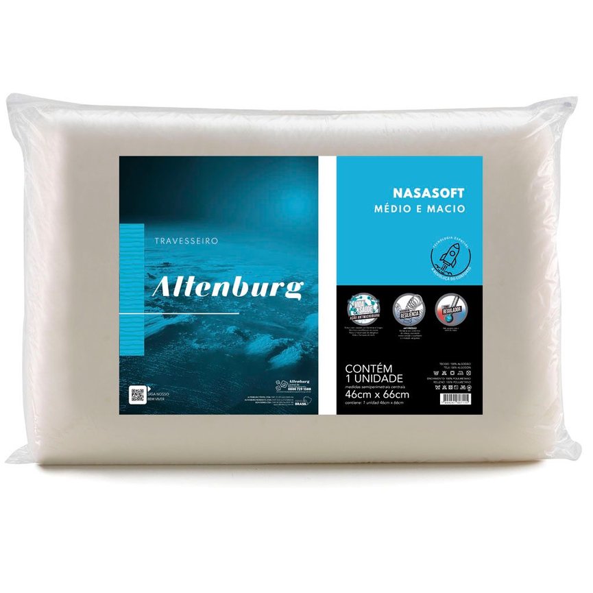 Travesseiro Altenburg Viscoelástico Nasasoft Médio 46x66 - Branco