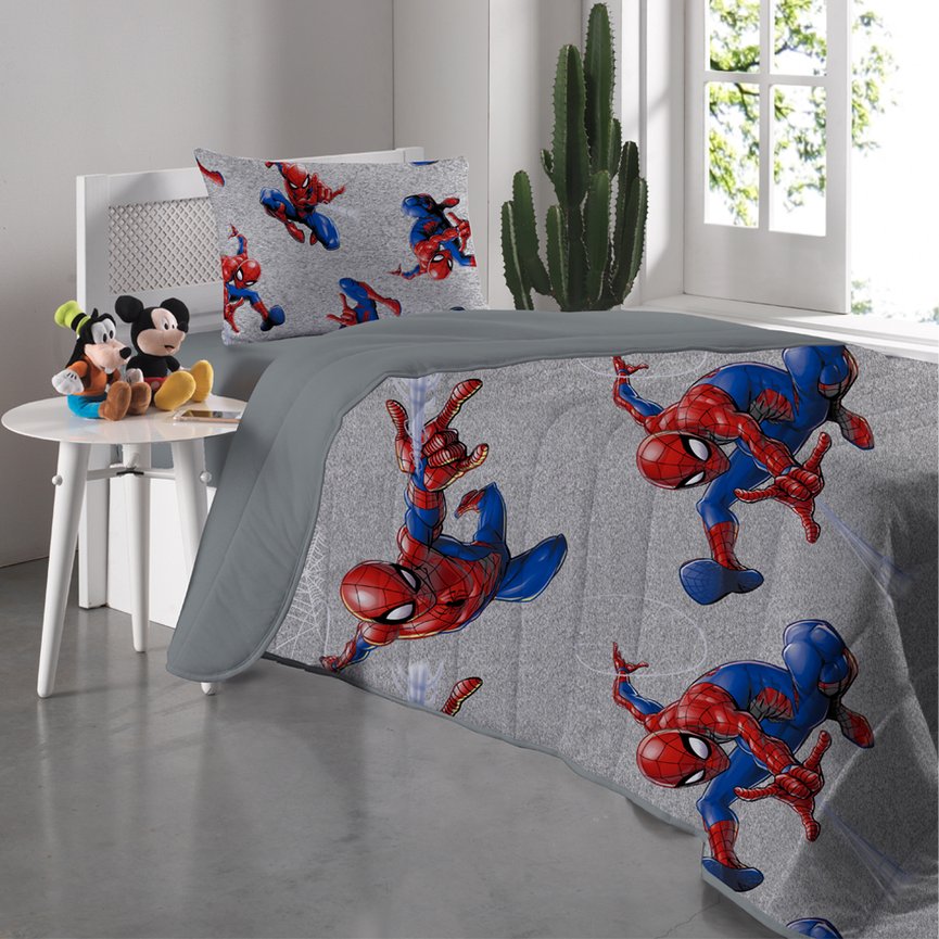 Cobre-leito Infantil Portallar Marvel Homem-Aranha - Cinza