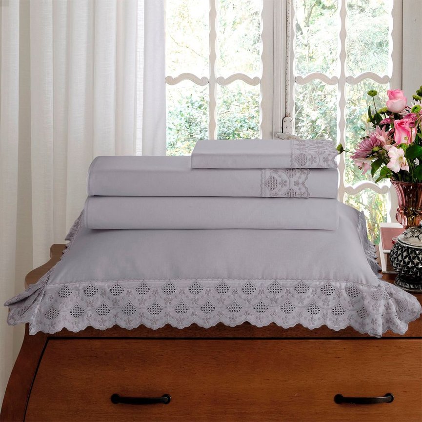 Jg de Cama 4 Pçs King Buettner Renda Paula Percal 180 Fios Jg de Cama 4 Pçs King Buettner Renda Paula Percal 180 Fios