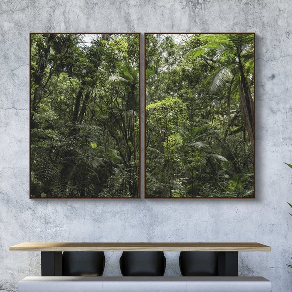 04 telas canvas fine art com molduras floresta encantada
