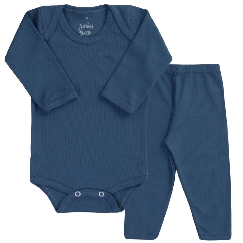 conjunto canelado azul algodao bebe menino loja infantil online miau moda kids 0