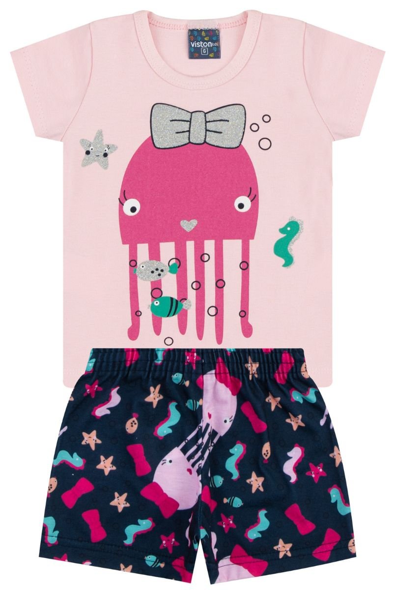 conjunto bebe feminino camiseta bermuda loja roupa barata online site miau moda kidds 3