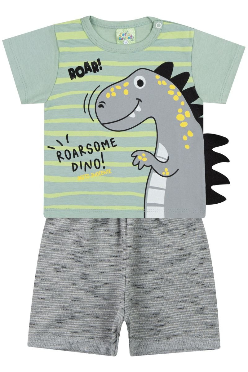 conjunto bebe masculino camiseta dinossauro bermuda loja roupa barata online enxoval menino site miau moda kids 2