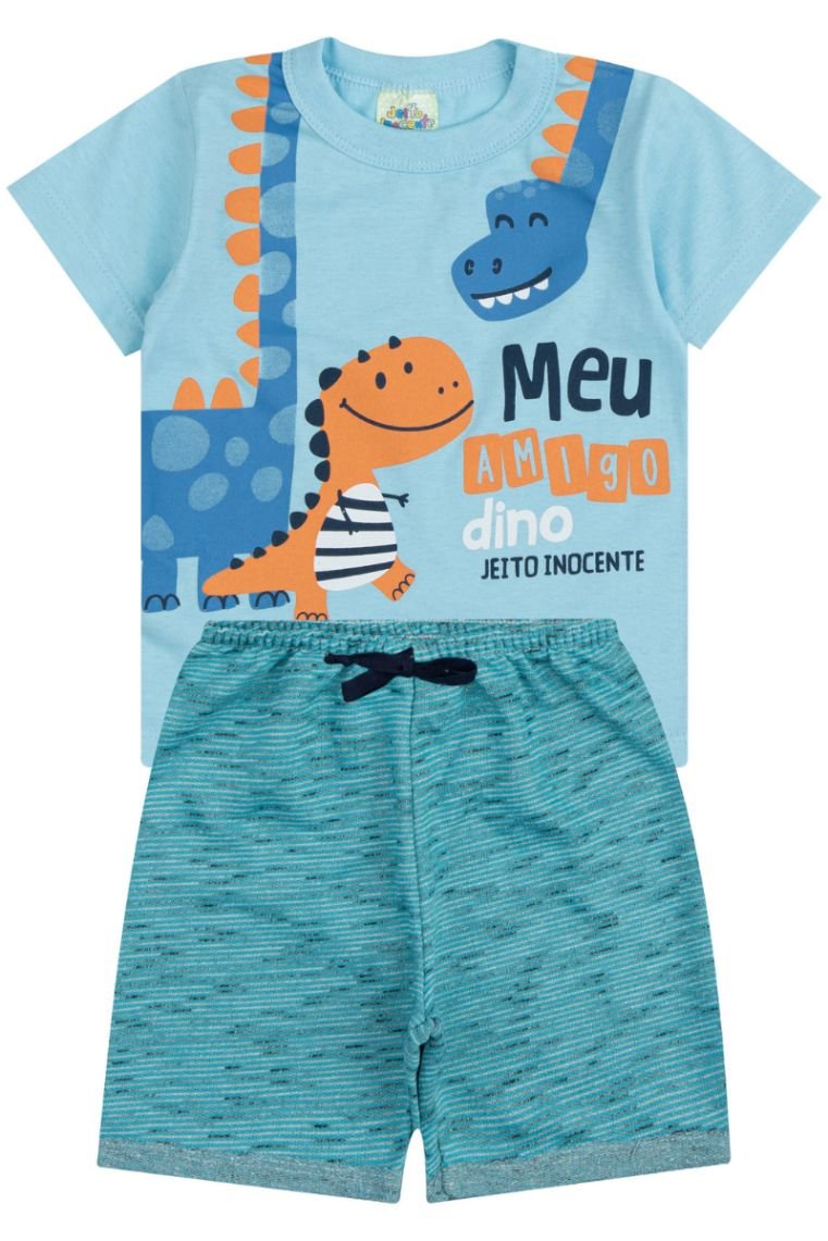 conjunto bebe masculino camiseta dinossauro bermuda loja roupa barata online enxoval menino site miau moda kids 12
