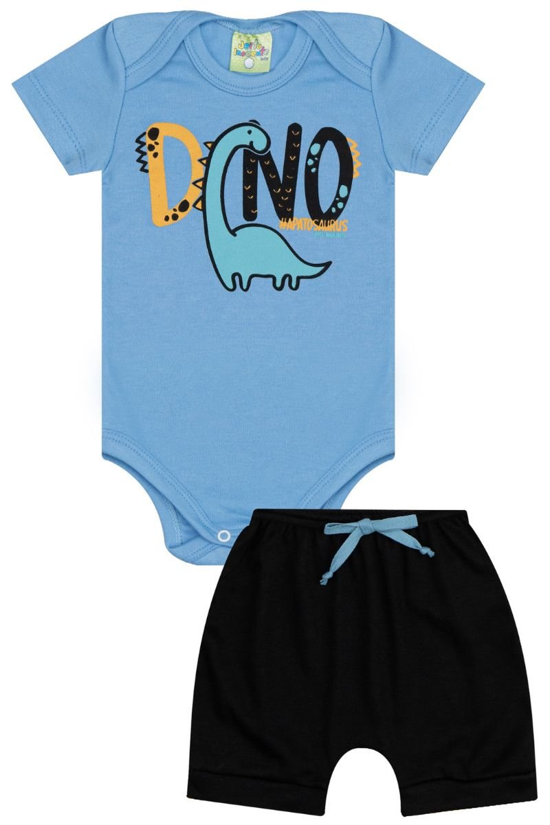 Conjunto Bebê Masculino Camiseta e Bermuda Tactel Shark Area