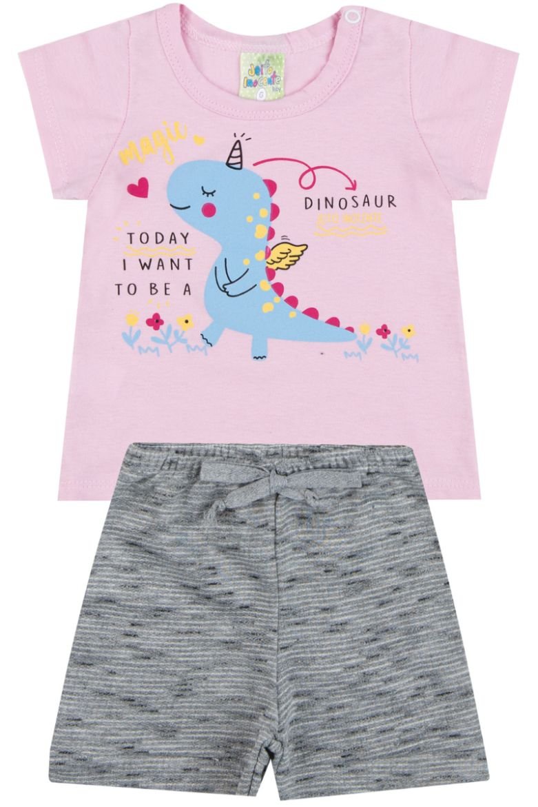 conjunto bebe feminino camiseta bermuda algodao loja roupa barata online site miau moda kids 4