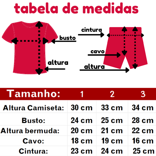 tabela conjunto infantil feminino taitakids