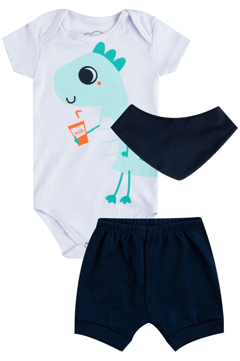 conjunto bebe masculino body bermuda faixa algodao enxoal loja roupa online site miau moda kids