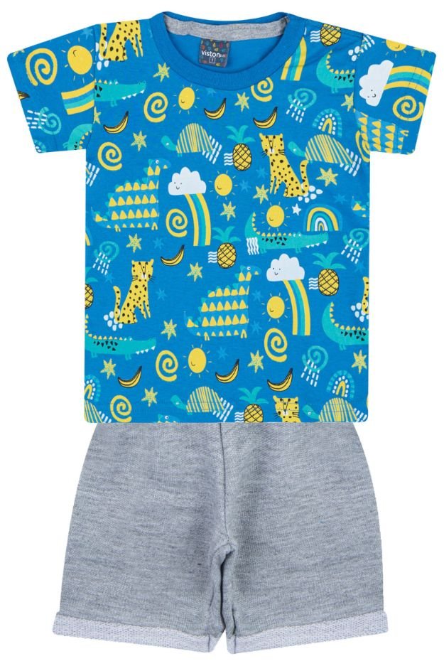 conjunto bebe masculino camiseta bermuda loja roupa qualidade online site miau moda kids