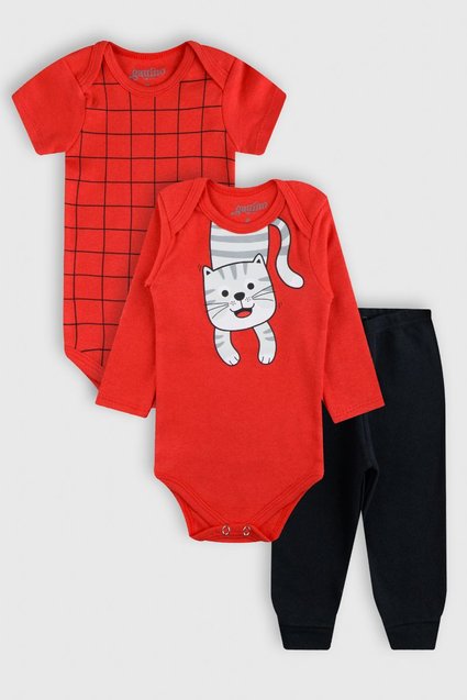 Kit calcinha infantil 3 peças gatinho rosa, Carter's