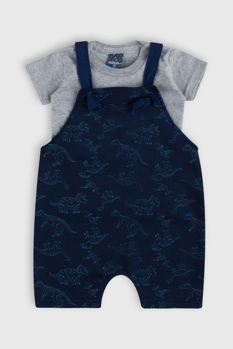 conjunto camiseta jardineira bebe menino loja roupa online site miau moda kids 3
