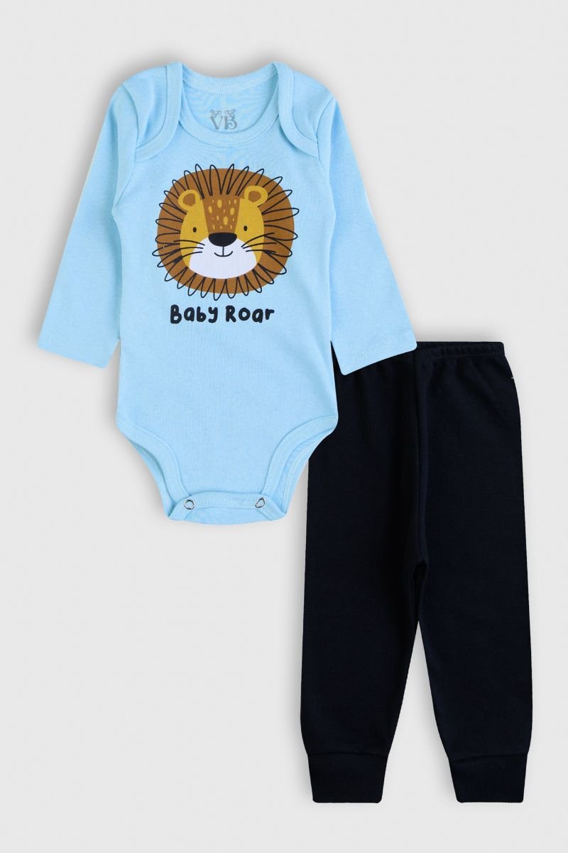 Conjunto Bebê Masculino Body Manga Longa Baby Roar