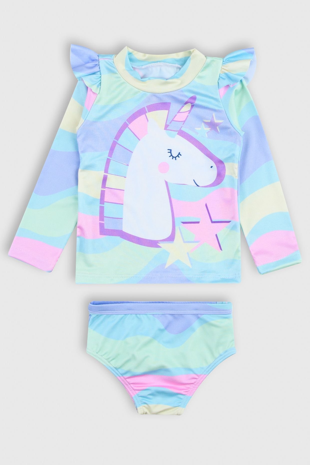 conjunto infantil protecao uv unicornio moda praia bebe menina loja roupa online site confiavel miau moda kids 1