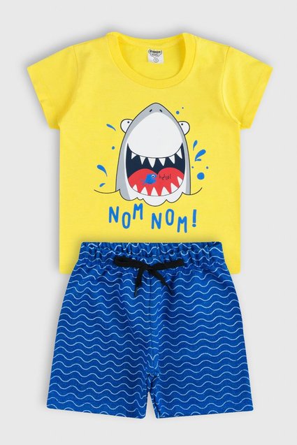 Conjunto Bebê Masculino Camiseta e Bermuda Tactel Shark Area