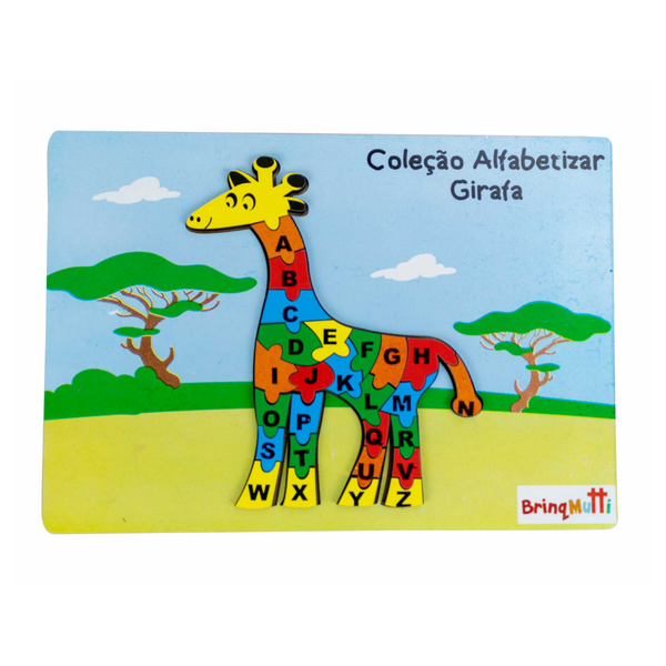 Quebra-Cabeça Girafa - Letras 26 Peças Coleção Alfabetizar