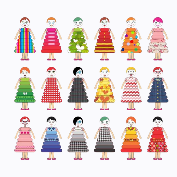 Xiaoyaoyou 4 bonecas magnéticas de madeira para meninas com roupas mudadas  seguras e fofas para vestir, brinquedo faça você mesmo, brinquedo educativo  para desenvolver capacidade estética 45,5 x 34,5 x 2,6 cm 