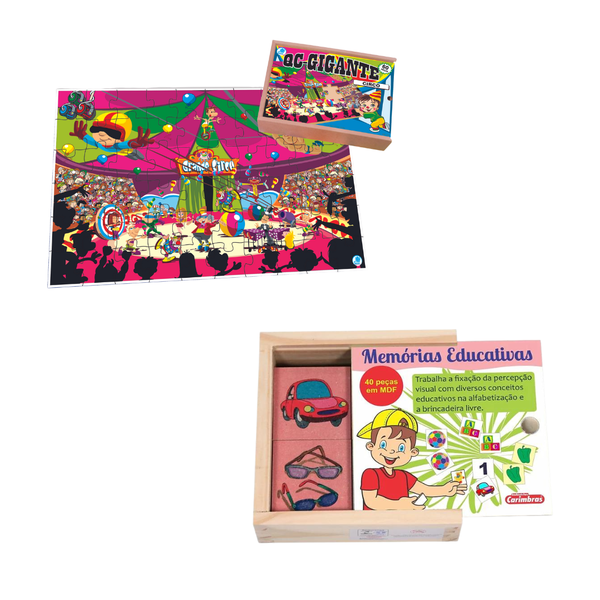 Kit 10 Jogos da Memória Infantil Educativo de Alfabetização