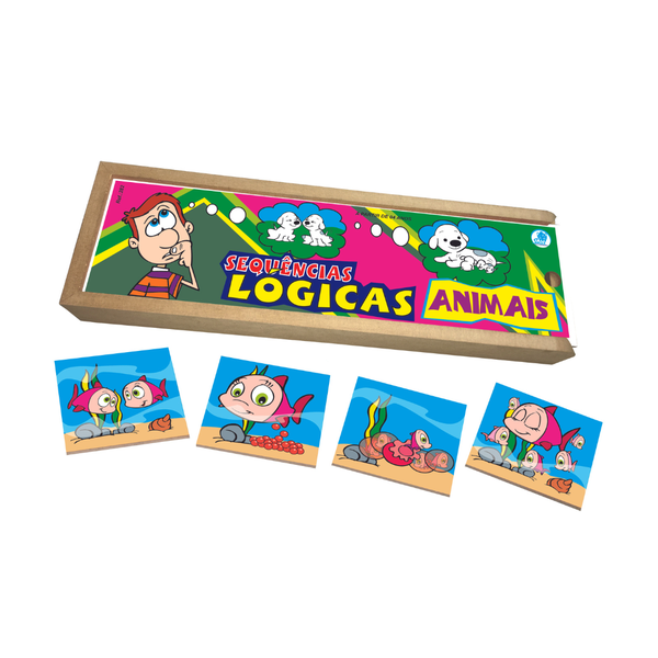 Sequência Lógica De Animais 16 Peças Madeira Jogo Educativo - Futura  Brinquedos Educativos