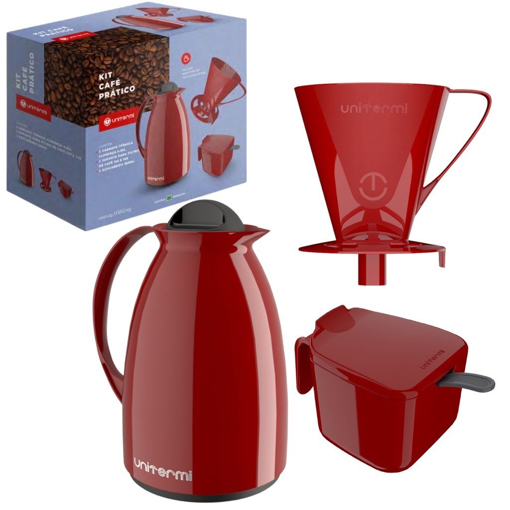 Kit Café Prático Unitermi Garrafa Florença 650ml 3pç