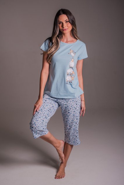 Pijamas de mujer,Henniu Conjunto de pijama feminino manga curta