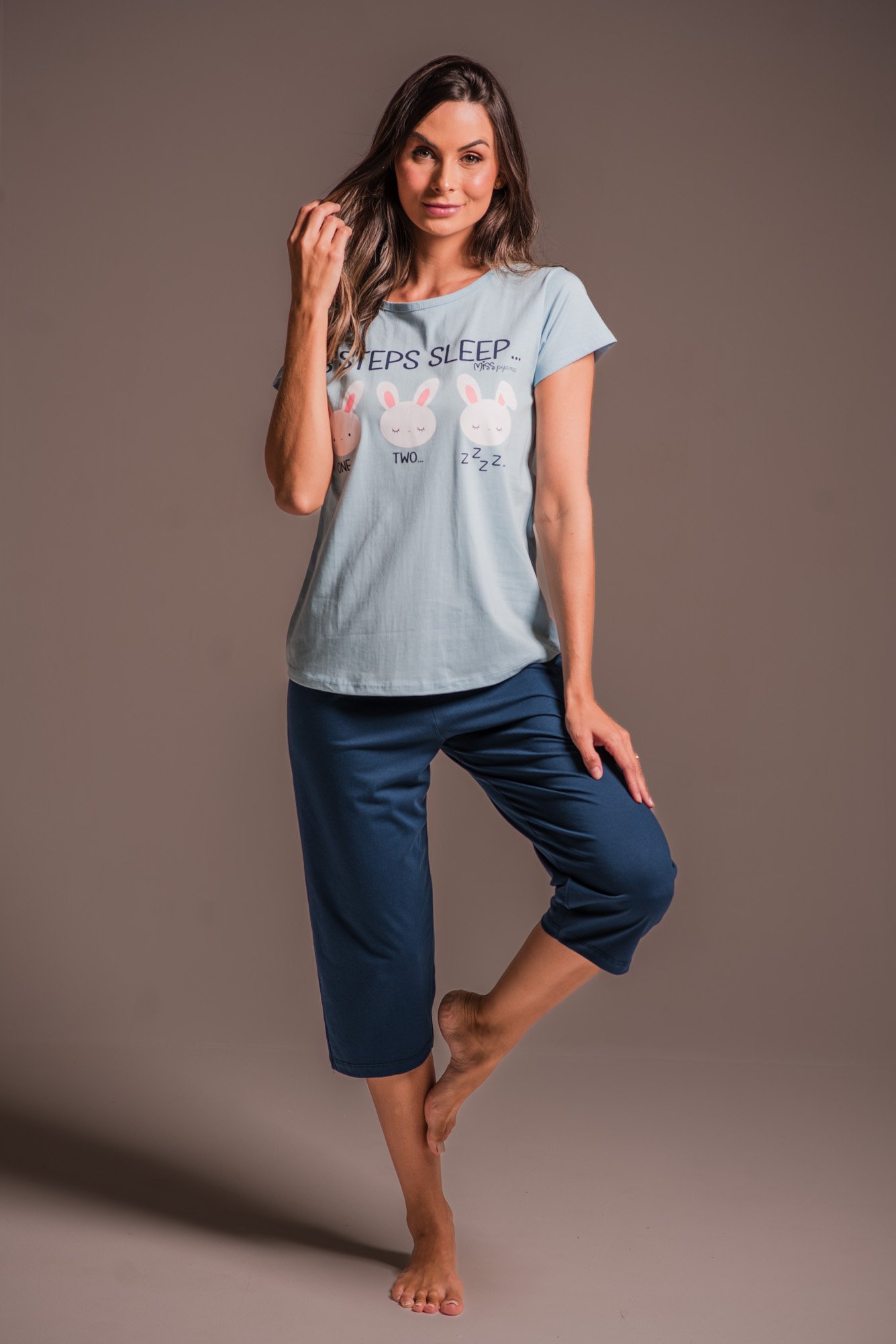 Pijama De Encaje WiWi Bamboo Para Mujer - Conjunto De Manga Corta Y Pantalones Capri, Con Bolsillos