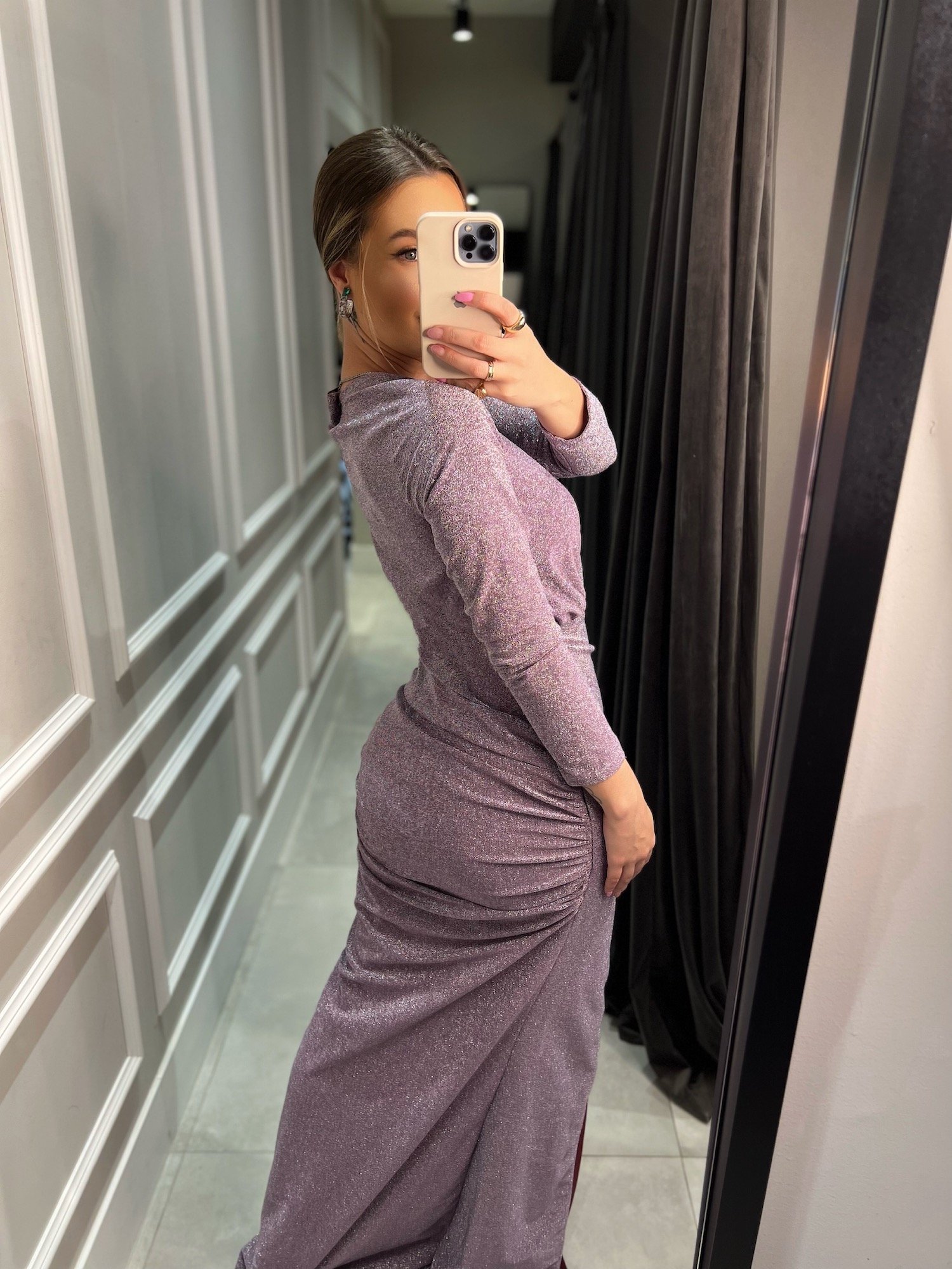 Vestido de sales lurex com fenda