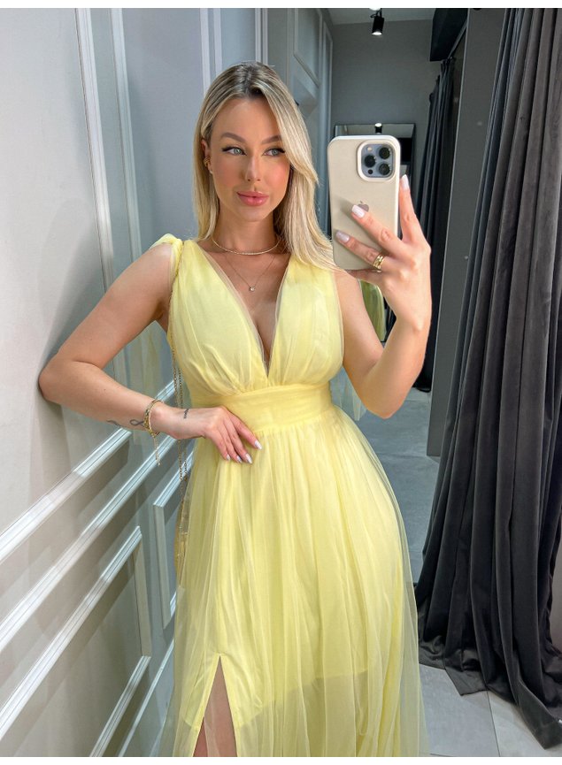 Vestido de tule shop amarelo