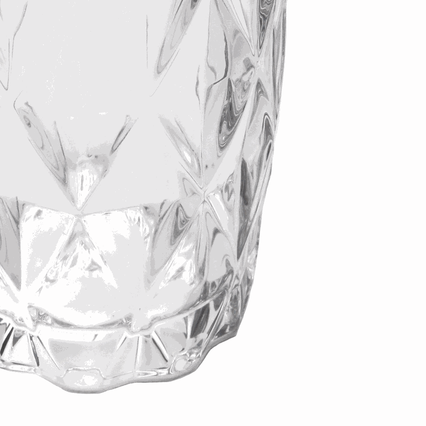 Conjunto 6 Copos Altos de Vidro com Fio Dourado Diamond 350 ml Transparente