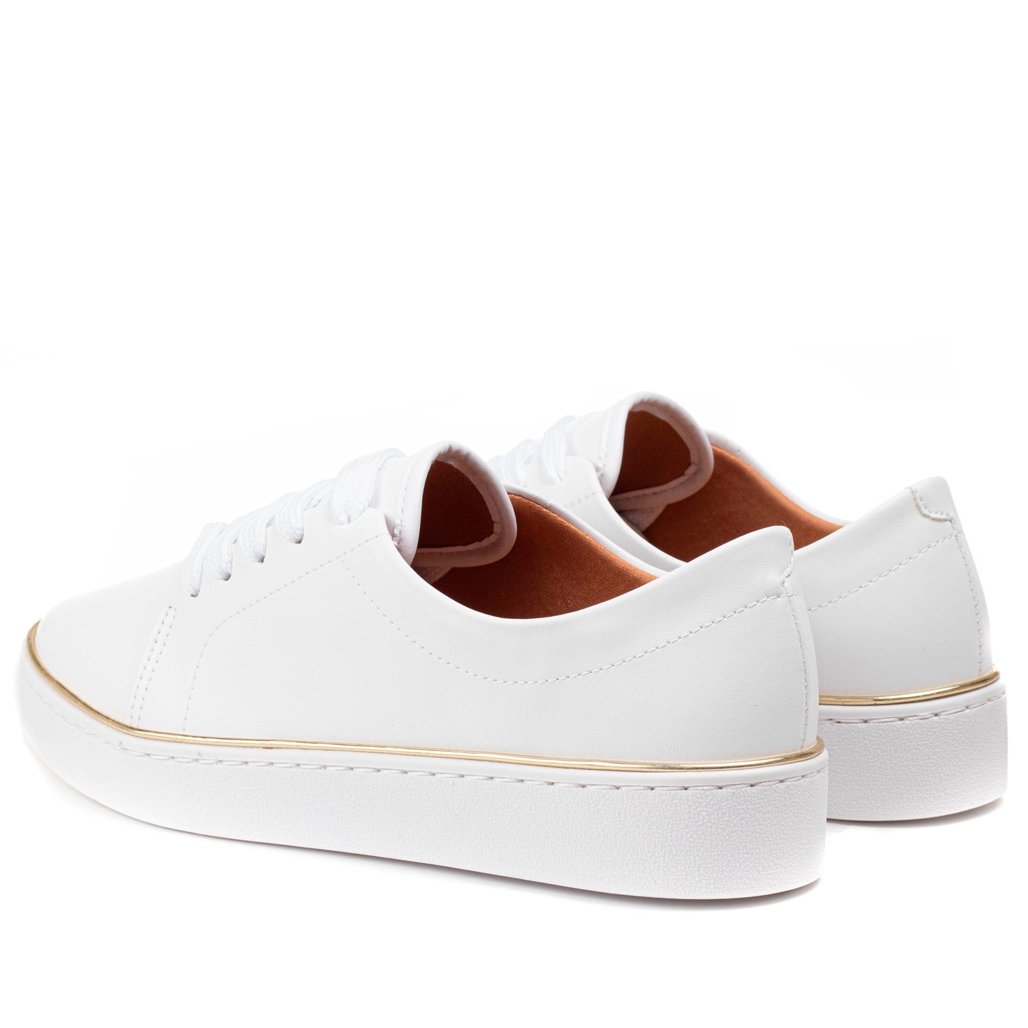 Tênis feminino vizzano cheap branco filete dourado