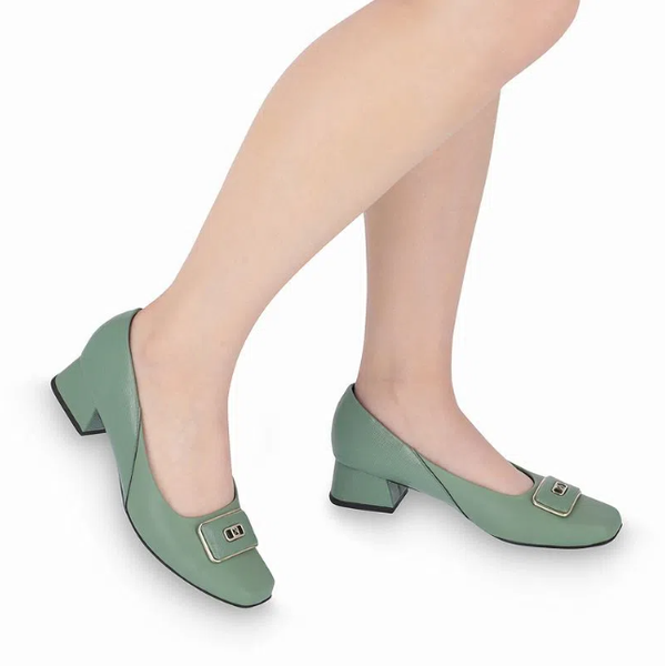 Sapato Piccadilly Salto M dio Folha 160057 Verde Militar