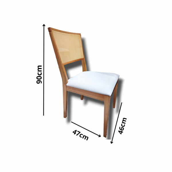 Kit com 8 Cadeiras de Jantar de Madeira Amêndoa Estofada