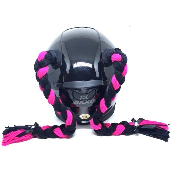 Trança para Capacete Xuca Xuquinha 45 cm Preto/Rosa Pink Trança para Capacete Xuca Xuquinha 45 cm Preto/Rosa Pink
