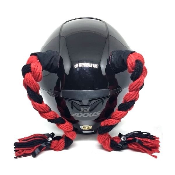 Trança para Capacete Xuca Xuquinha 45 cm Preto/Vermelho Trança para Capacete Xuca Xuquinha 45 cm Preto/Vermelho