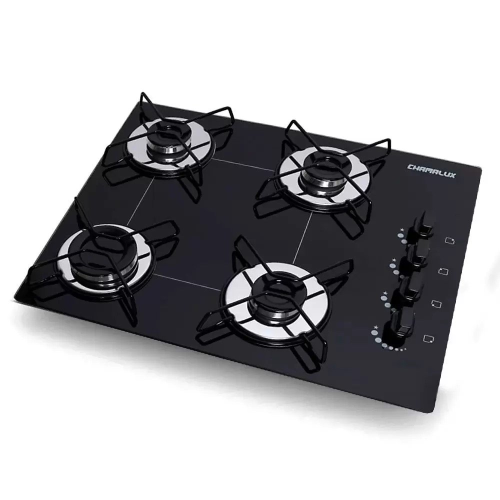 cooktop 4 bocas ultra chama preto chamalux