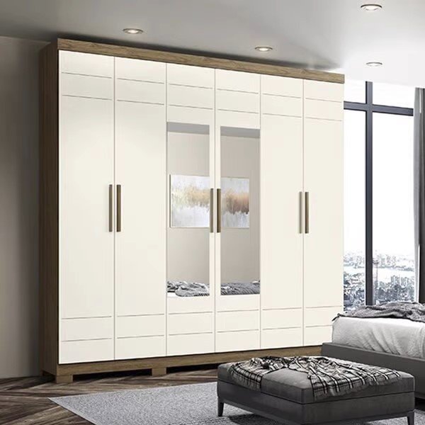 guarda roupa 6 portas 3 gavetas flora henn rustico off white