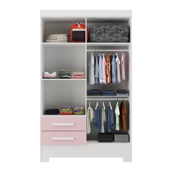 guarda roupa 4 portas2 gavetas diversao rodial branco rosa medidas