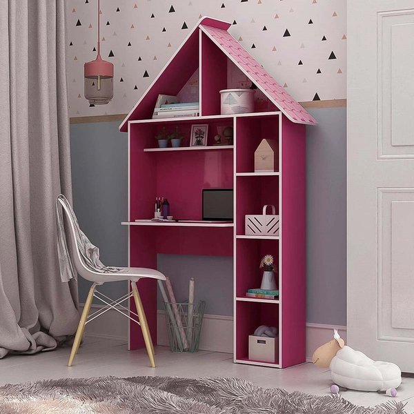 escrivaninha infantil casinha 350131 gelius pink