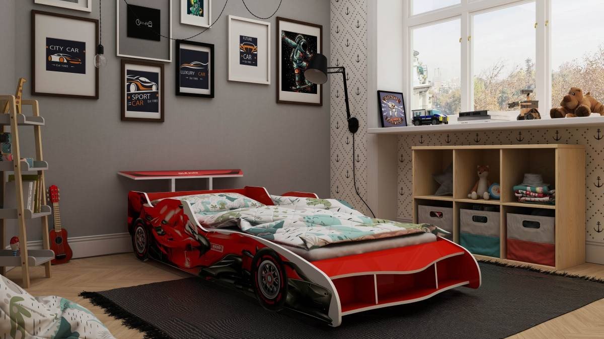 cama de solteiro f1 vermelho gelius