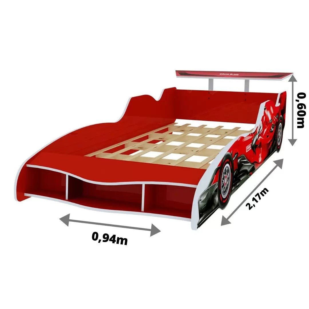 cama de solteiro f1 vermelho gelius medidas