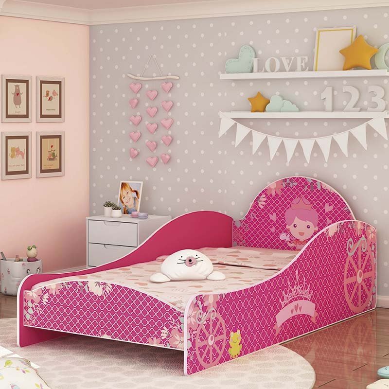 cama de solteiro princesa pink ploc gelius