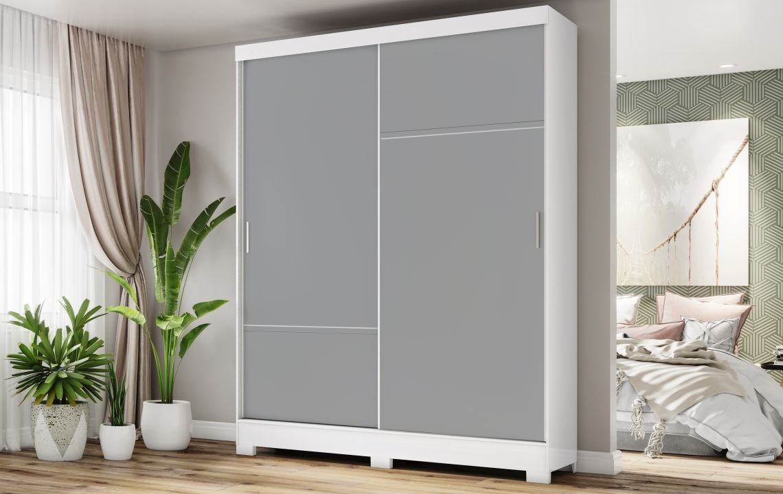 guarda roupa 2 portas deslizantes b56 briz branco cinza